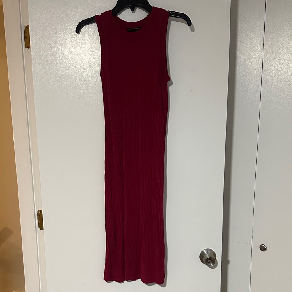 Elegant Sleeveless Sweater Red Dress